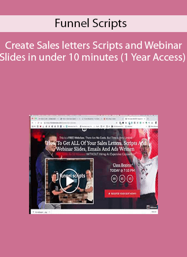 Funnel Scripts - Create Sales letters Scripts and Webinar Slides in under 10 minutes (1 Year Access)