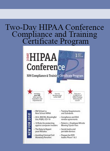 Two-Day HIPAA Conference Compliance and Training Certificate Program