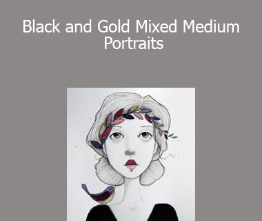 Angela Kennedy - Black and Gold Mixed Medium Portraits